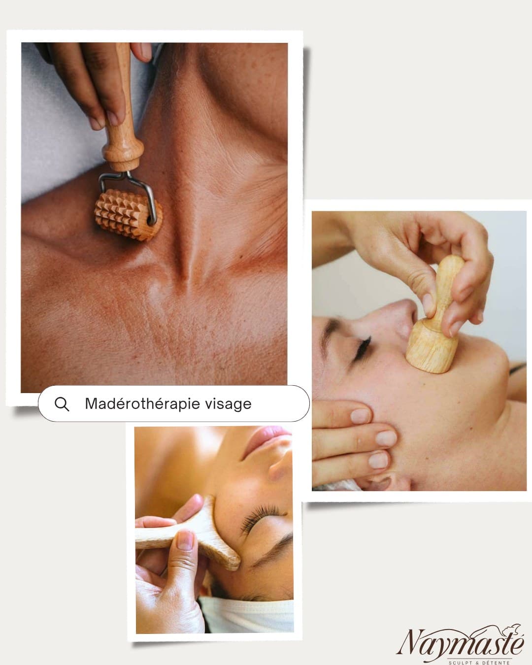 Collage de gestes de massage californien : nuque, dos et pieds